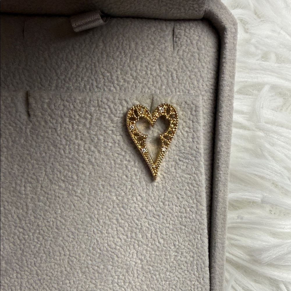 14k Gold Tone Heart Filigree Drop Single Earring - Women's Jewelry